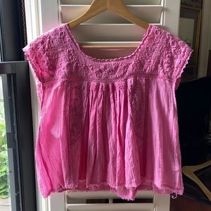 Embroidered cotton tank top